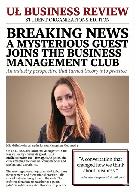 Okładka przygotowana przez studentów Business Management Club