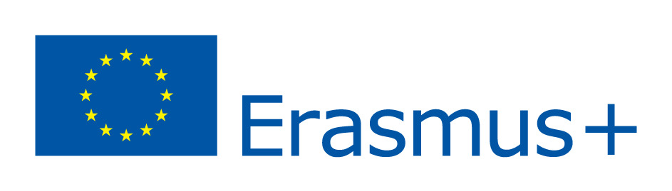 Flaga Unii Europejskiej i logo programu ERASMUS+