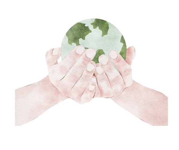Zdjęcie przedstawia dłonie trzymające kulę ziemską