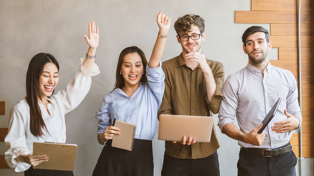 a decorative element: a group of people working together