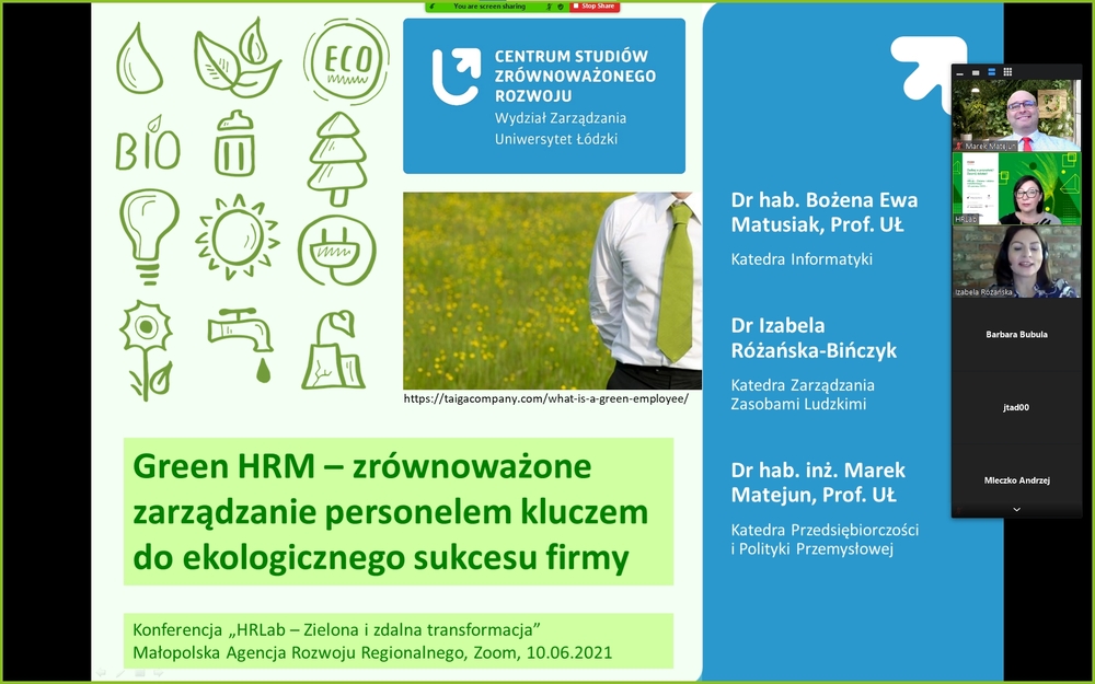 Zrzut z ekranu Konferencja HRLab - zielona i zdalna transformacja