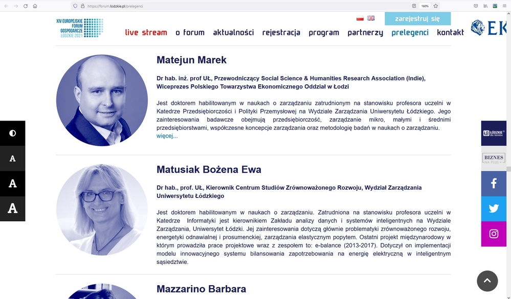 Zrzut z ekranu XIV Europejskie Forum Gospodarcze – Łódzkie 2021