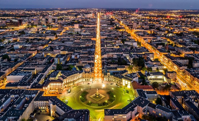 miasto Łódź z lotu ptaka