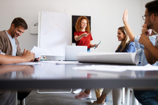 a decorative element: company employees working together